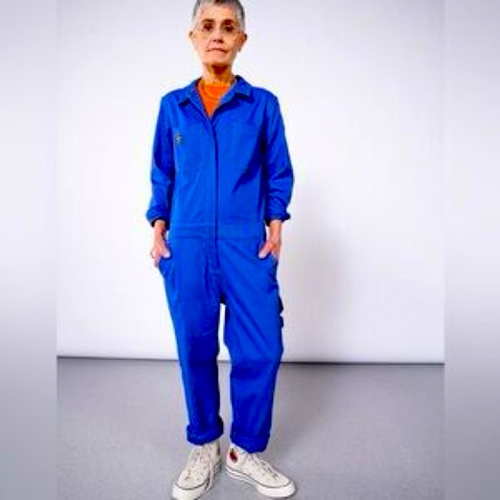 Wildfang Workwear blue long sleeve coveralls